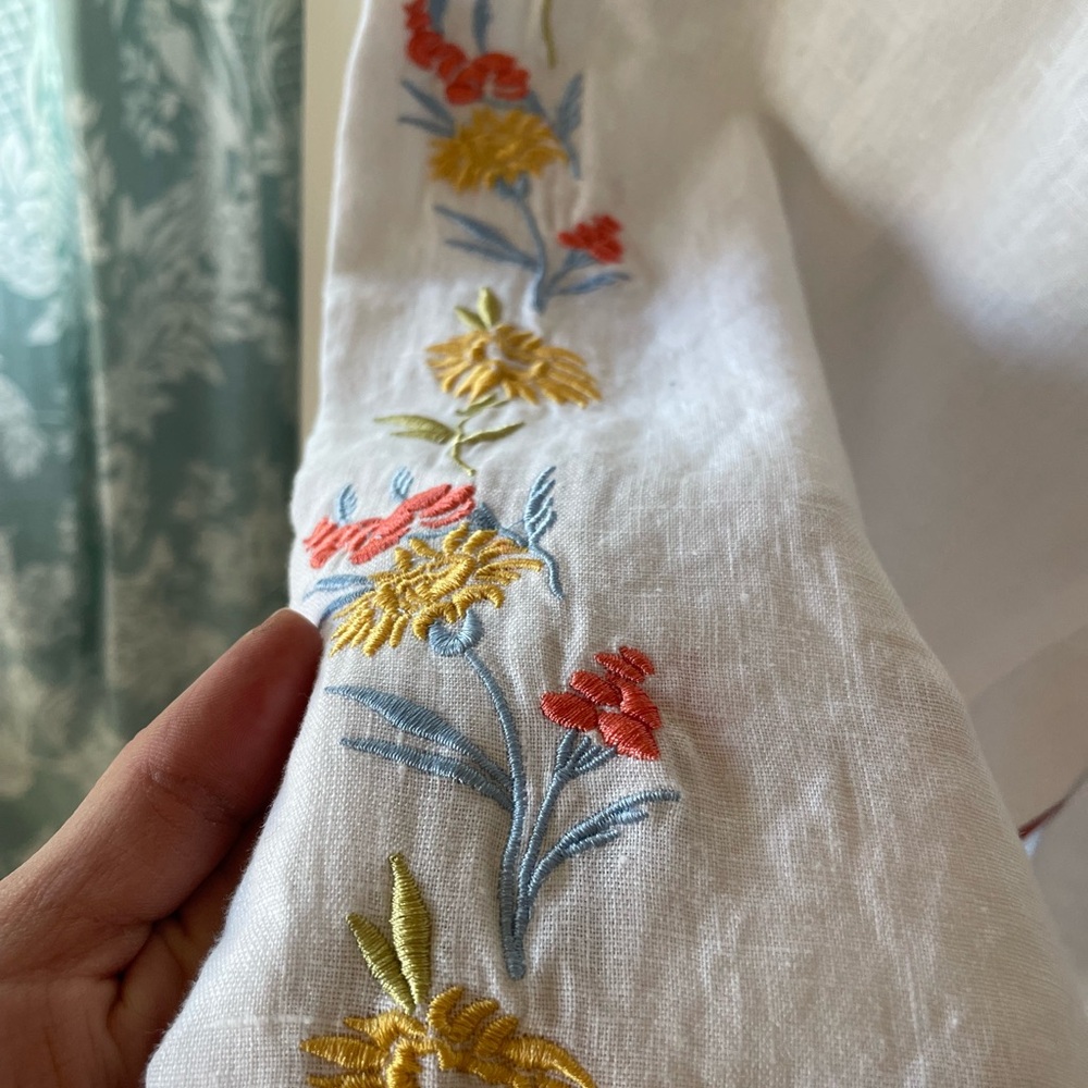 Calypso St. Barth embroidered white 100% linen pants - Picture 7 of 11
